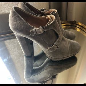 Gray Lanvin Monk-strap Suede Booties SZ39